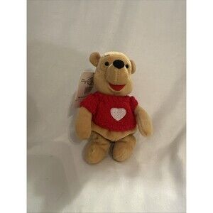Vintage 90’s Disney Winnie the Pooh With Red Sweater 8" Bean Bag Plush